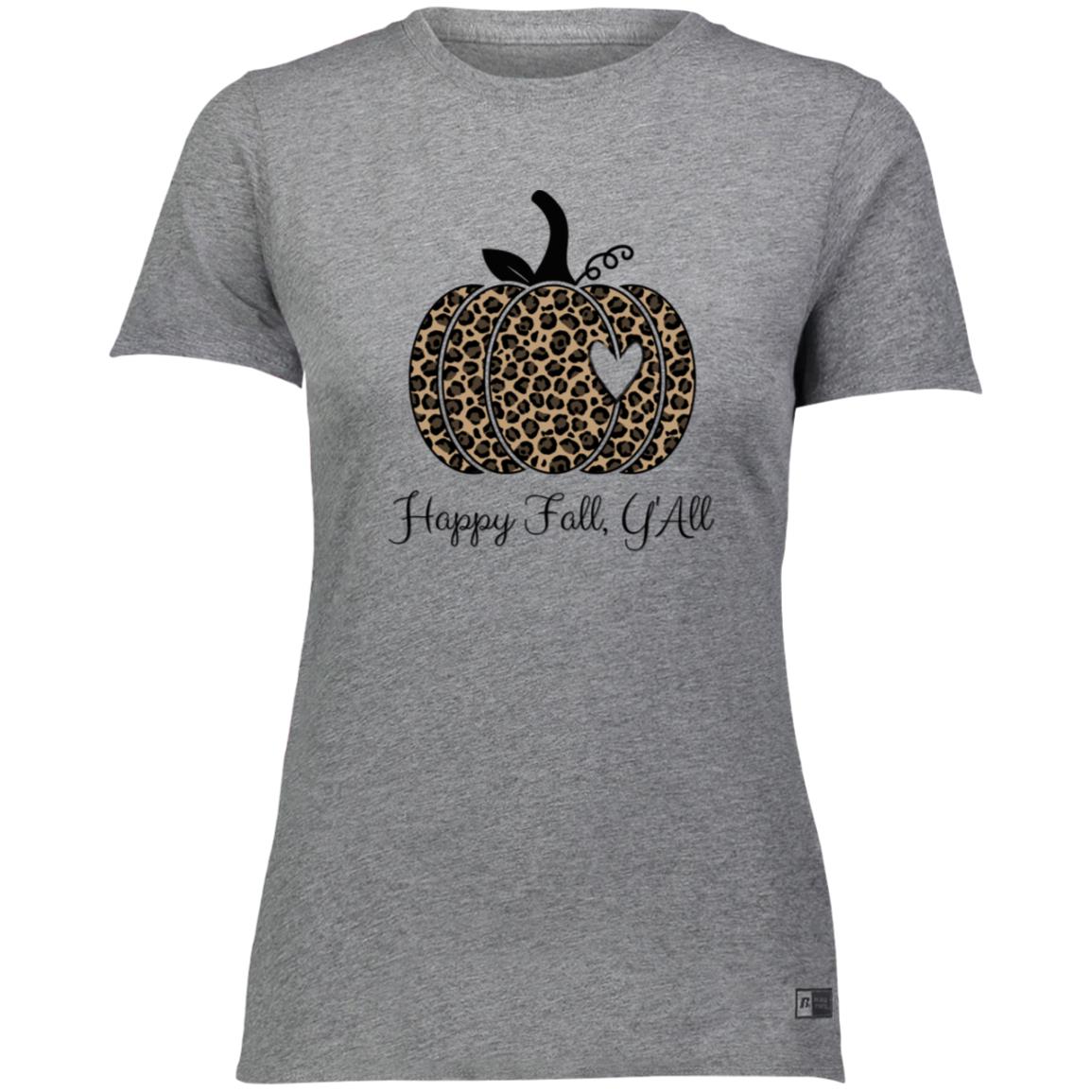 Black and Brown Leopard Hearth Pumpkin T-Shirt 64STTX Ladies’ Essential Dri-Power Tee