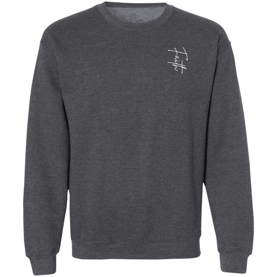 Black and White Minimalist Faith T Shirt Z65x Pullover Crewneck Sweatshirt 8 oz (Closeout)